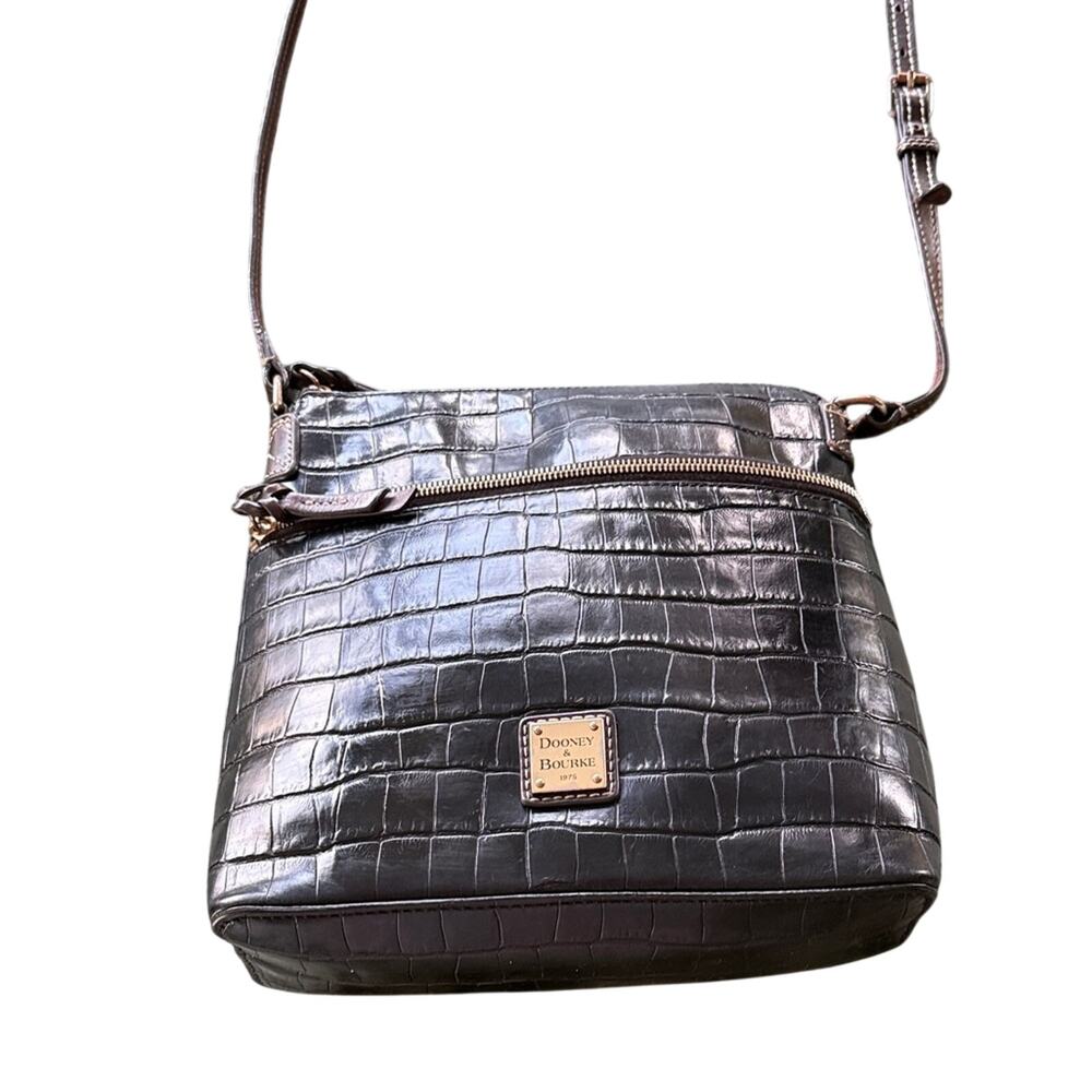 Dooney & Bourke Black Croc-Embossed Crossbody Bag